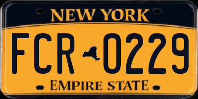 NY license plate FCR0229