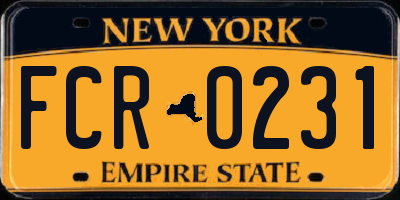 NY license plate FCR0231