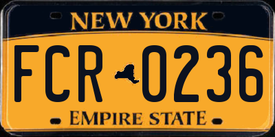 NY license plate FCR0236