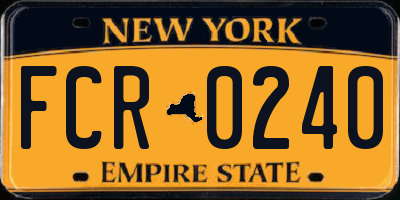 NY license plate FCR0240