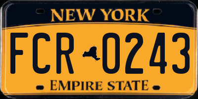 NY license plate FCR0243