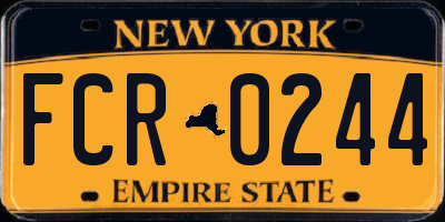 NY license plate FCR0244
