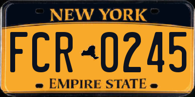 NY license plate FCR0245