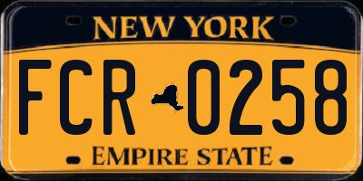 NY license plate FCR0258