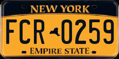 NY license plate FCR0259