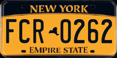 NY license plate FCR0262