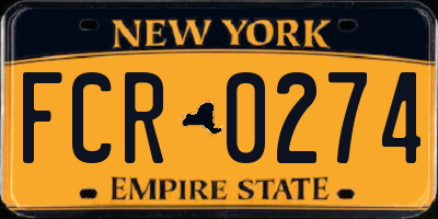 NY license plate FCR0274