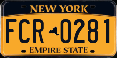NY license plate FCR0281