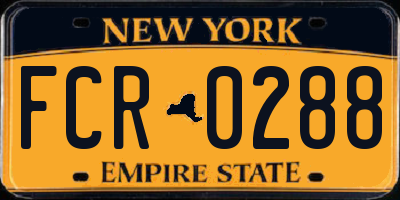 NY license plate FCR0288