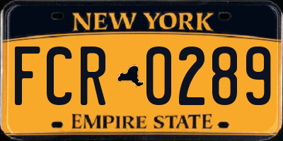NY license plate FCR0289