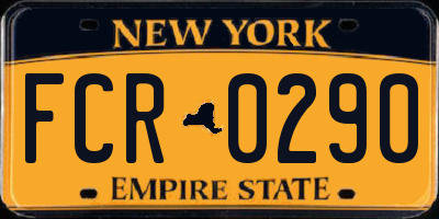 NY license plate FCR0290