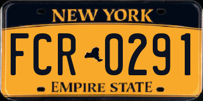 NY license plate FCR0291