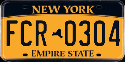 NY license plate FCR0304