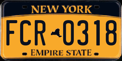 NY license plate FCR0318