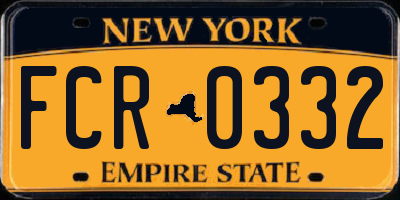 NY license plate FCR0332