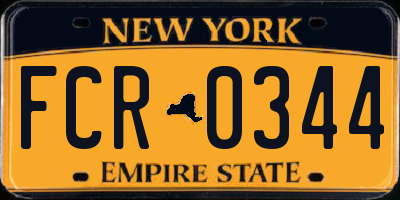 NY license plate FCR0344