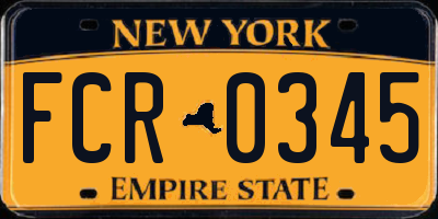 NY license plate FCR0345