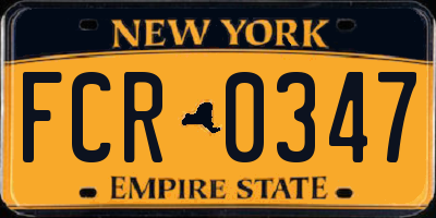 NY license plate FCR0347
