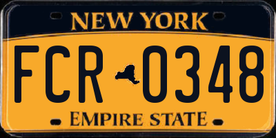 NY license plate FCR0348