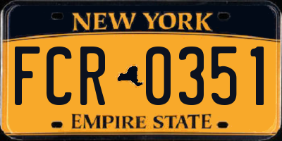 NY license plate FCR0351