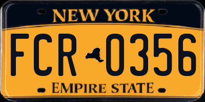NY license plate FCR0356