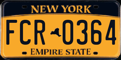 NY license plate FCR0364