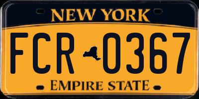 NY license plate FCR0367