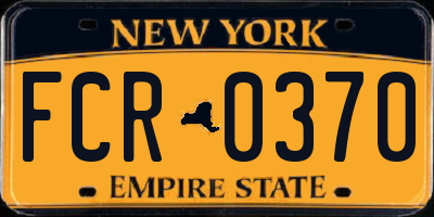 NY license plate FCR0370