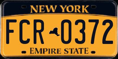 NY license plate FCR0372
