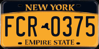 NY license plate FCR0375