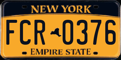 NY license plate FCR0376