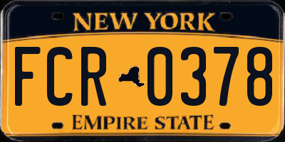 NY license plate FCR0378