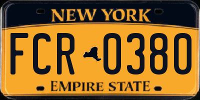 NY license plate FCR0380