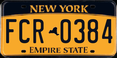 NY license plate FCR0384