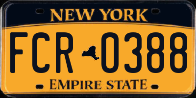 NY license plate FCR0388
