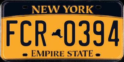 NY license plate FCR0394