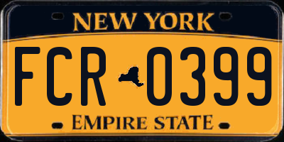 NY license plate FCR0399