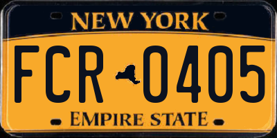 NY license plate FCR0405