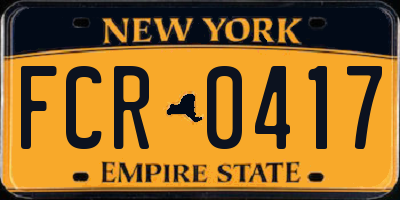 NY license plate FCR0417