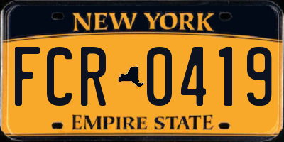 NY license plate FCR0419