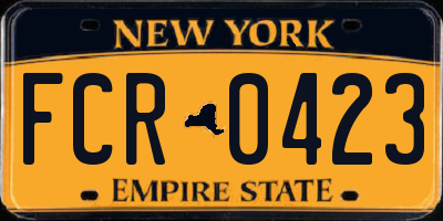 NY license plate FCR0423