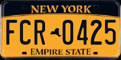NY license plate FCR0425