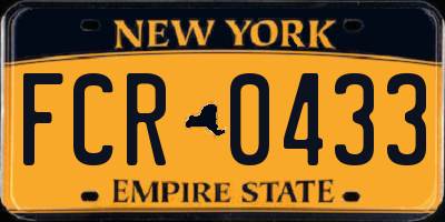 NY license plate FCR0433