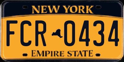 NY license plate FCR0434