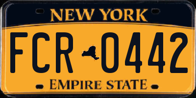 NY license plate FCR0442