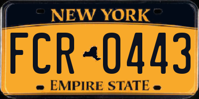 NY license plate FCR0443