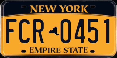NY license plate FCR0451