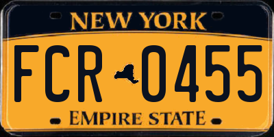NY license plate FCR0455