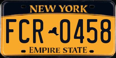 NY license plate FCR0458