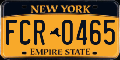 NY license plate FCR0465